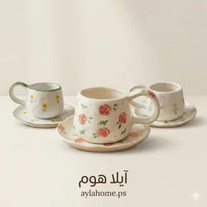 فناجين “ربيع آيلا” – أناقة زهريّة هادئة